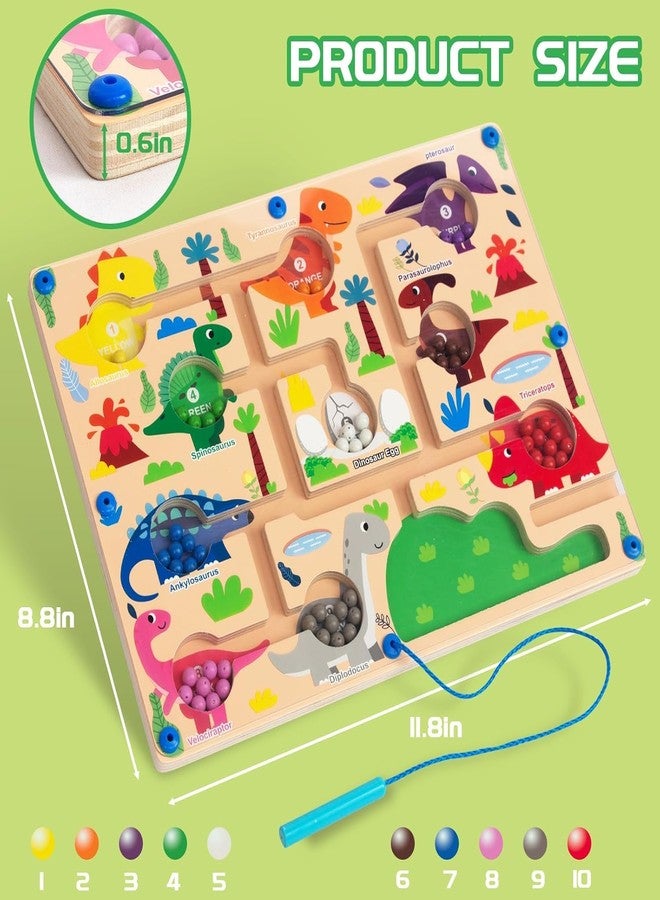 BeFunky Magnetic Color & Number Maze, Montessori Wooden Color Matching Learning Counting Puzzle Board, Toddler Fine Motor Skills Toys for Boys Girls 3 4 5 Years Old (Dinosaur) - Image 2